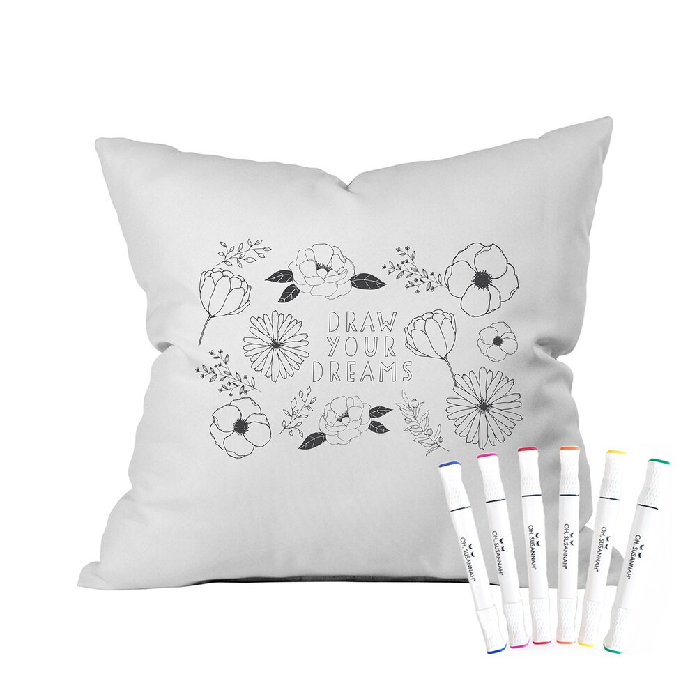 3578 Draw Your Dreams Coloring Throw Pillow Cover 1 18 by 18 Inches